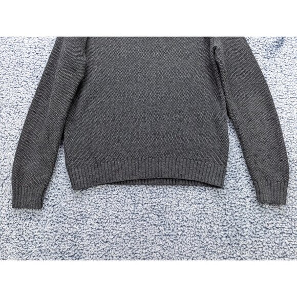 Liz Claiborne Cable Knit Fisherman Sweater Size LG Knit Wool Blend Chunky Gray - Picture 7 of 10